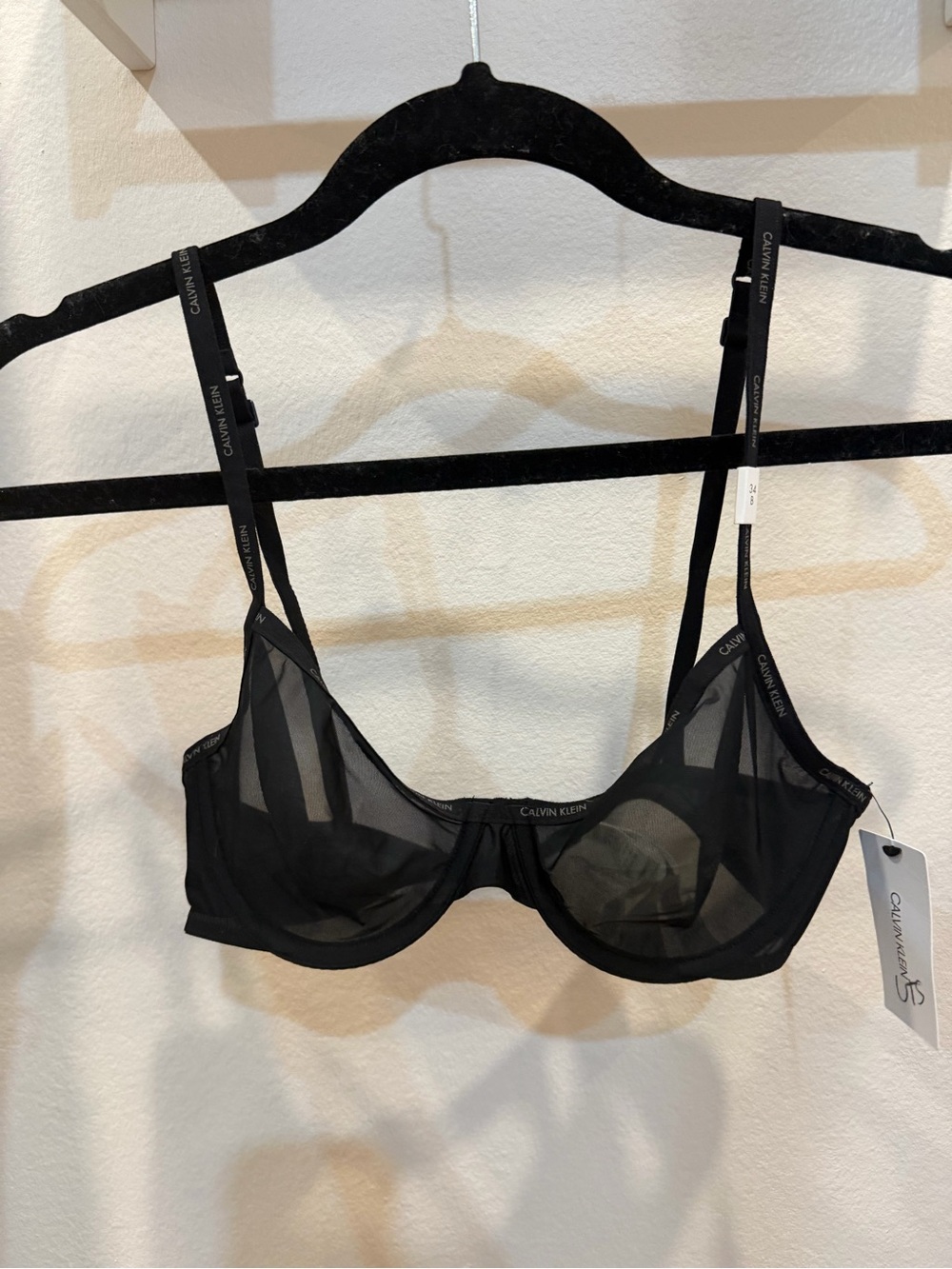 Calvin Klein Sheer Marquisette Unlined Demi Bra Black 34B NWT